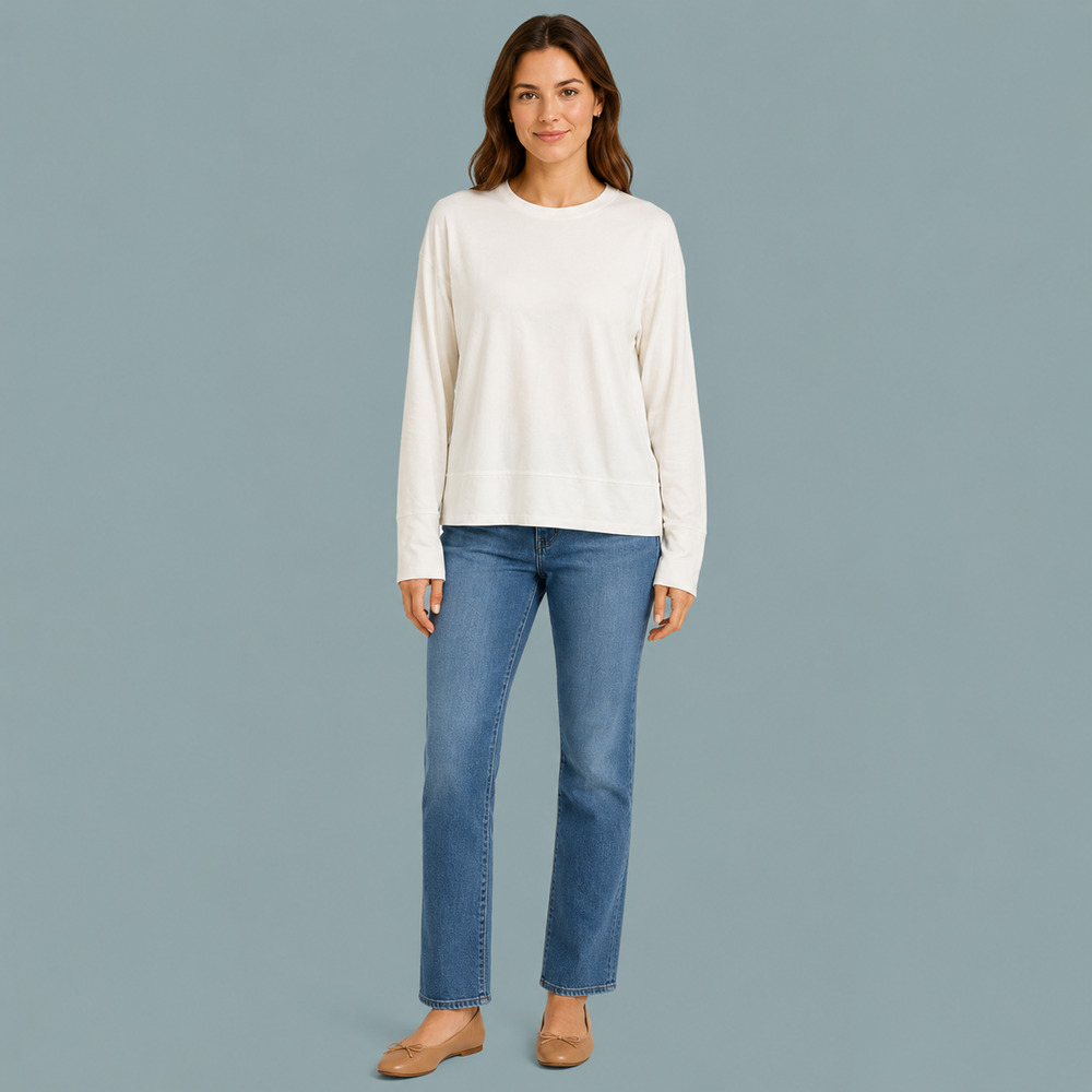 Coolibar Size Small S Lumaleo Relaxed White Solid UPF Organic Cotton Bamboo Top
